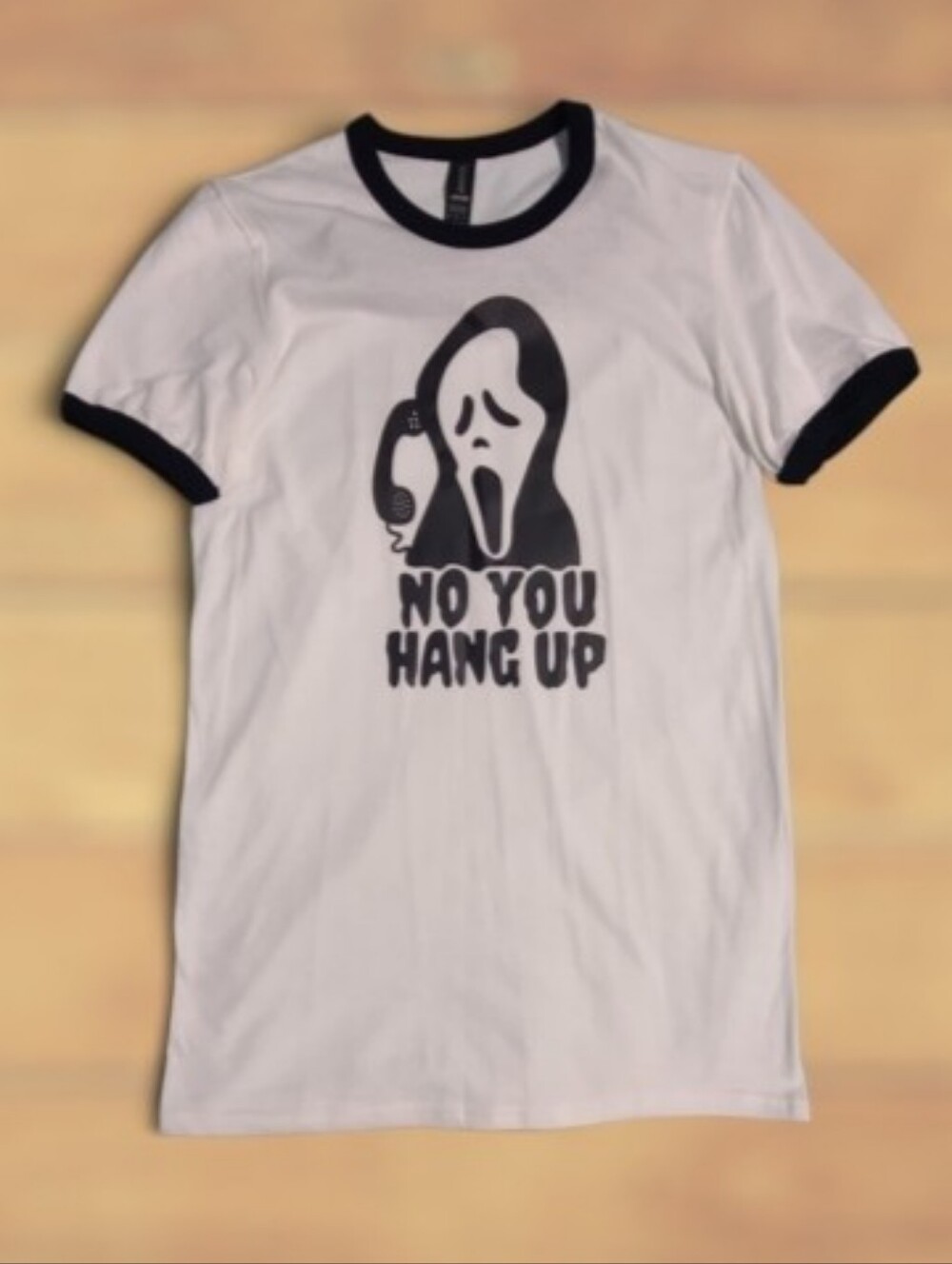 Custom Scream Ghostface NO U HANG UP Retro Ringer Graphic Tee M